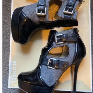 Michael Kors Black/grey platform ankle booties